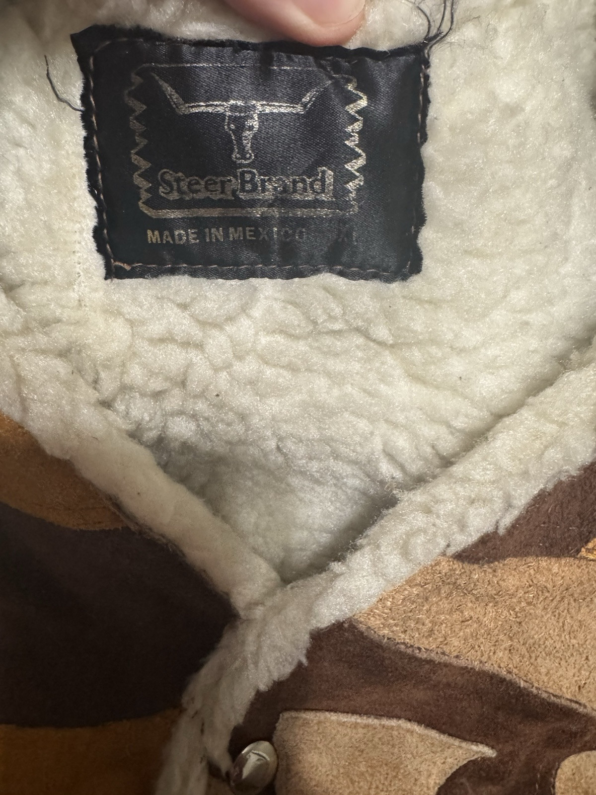 Steer Brand Leather And Wool Vest -made In Mexico