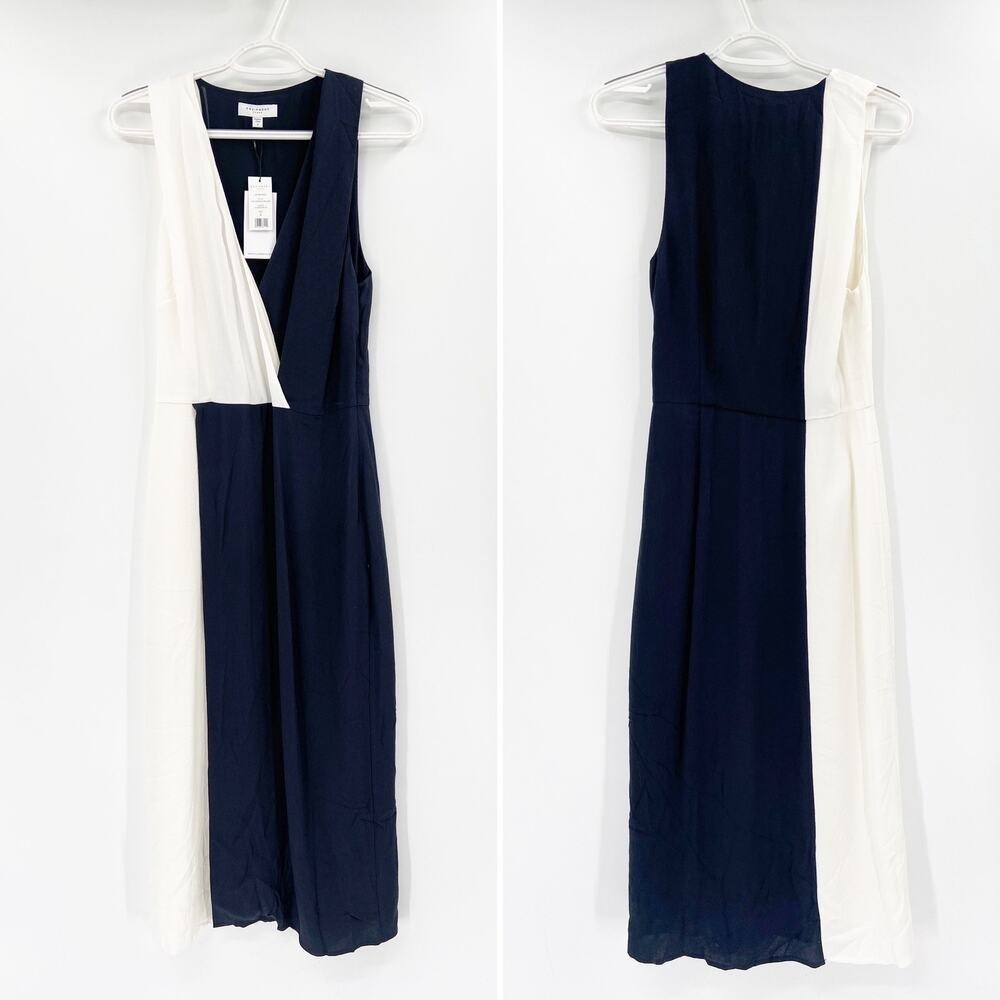Equipment Femme Galane Black White Colorblock Two-Tone Sleeveless Dress 8 NWT
