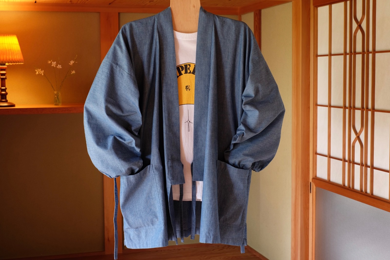 Japanese Samue Top L Blue Cotton Dungaree Workwear Smock Handmade