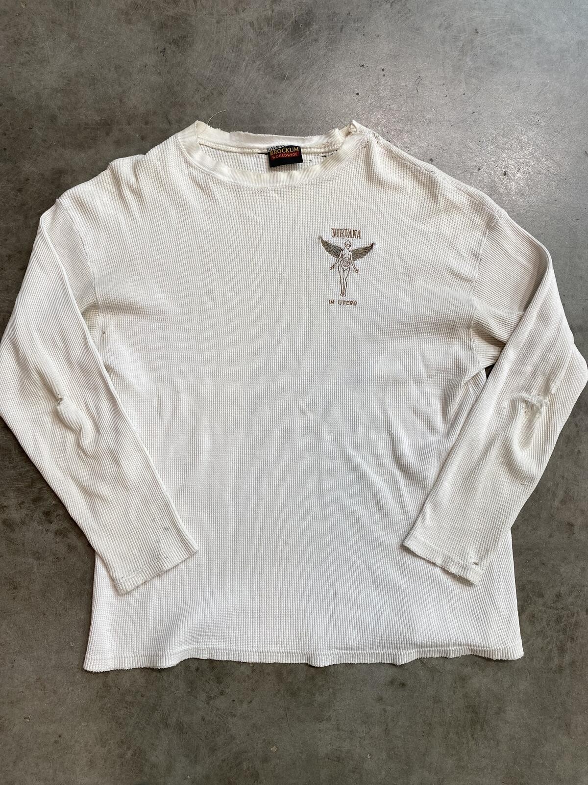 Vintage 90s Nirvana In Utero Tour Thermal long sleeve XL 23X28 distressed