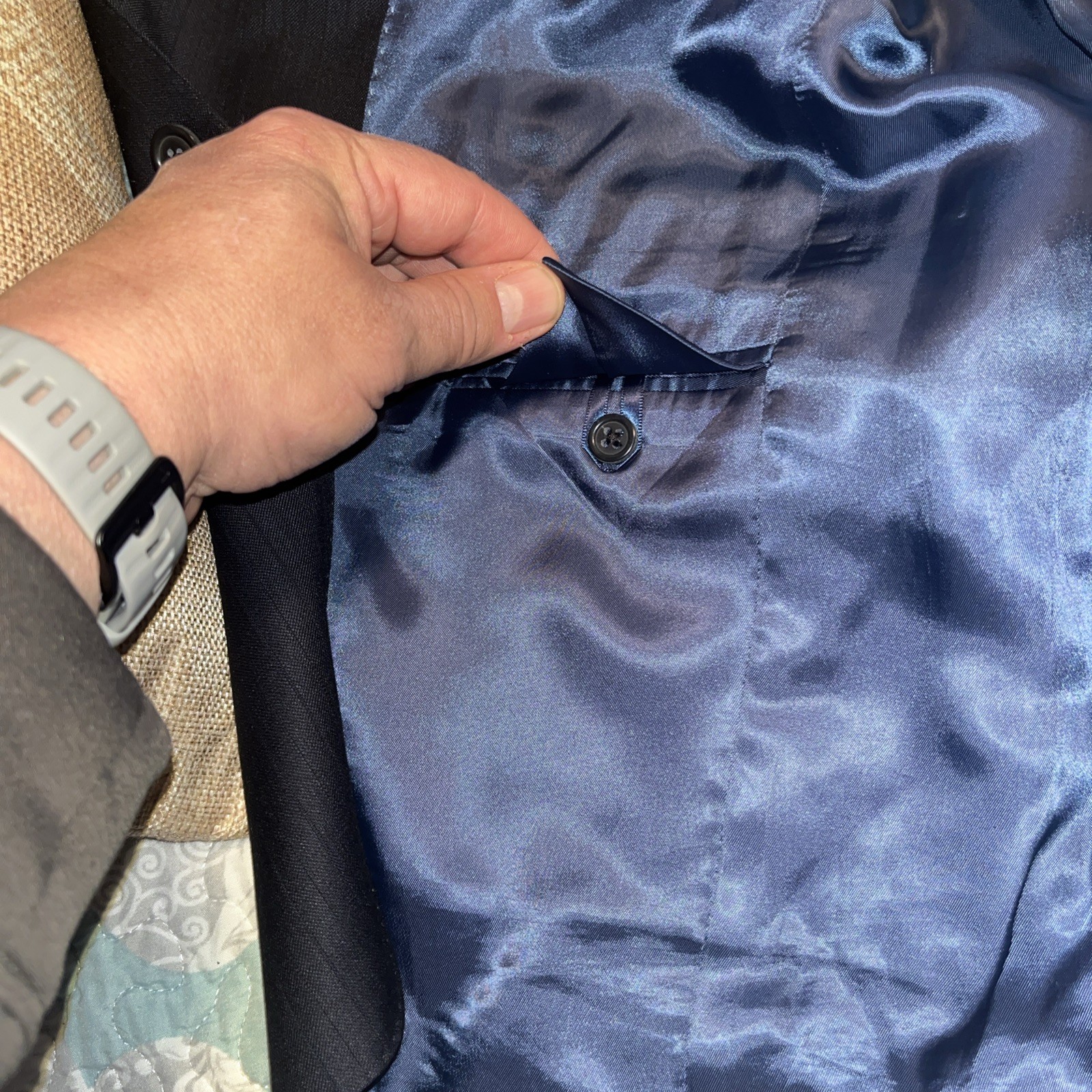Peter Millar Blazer Men’s 42R Blue Wool 2 Btn Patch Pocket Double Vent Half Line