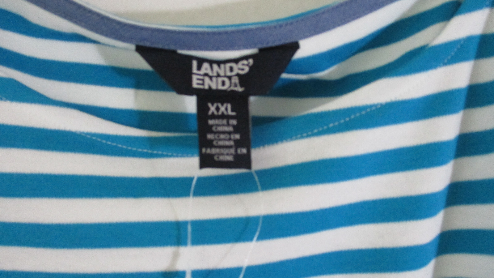 LAND’S END Teal Blue 3/4 SLEEVE BOAT NECK PIMA COTTON TOP SHIRT Women’s XXL ~NWT