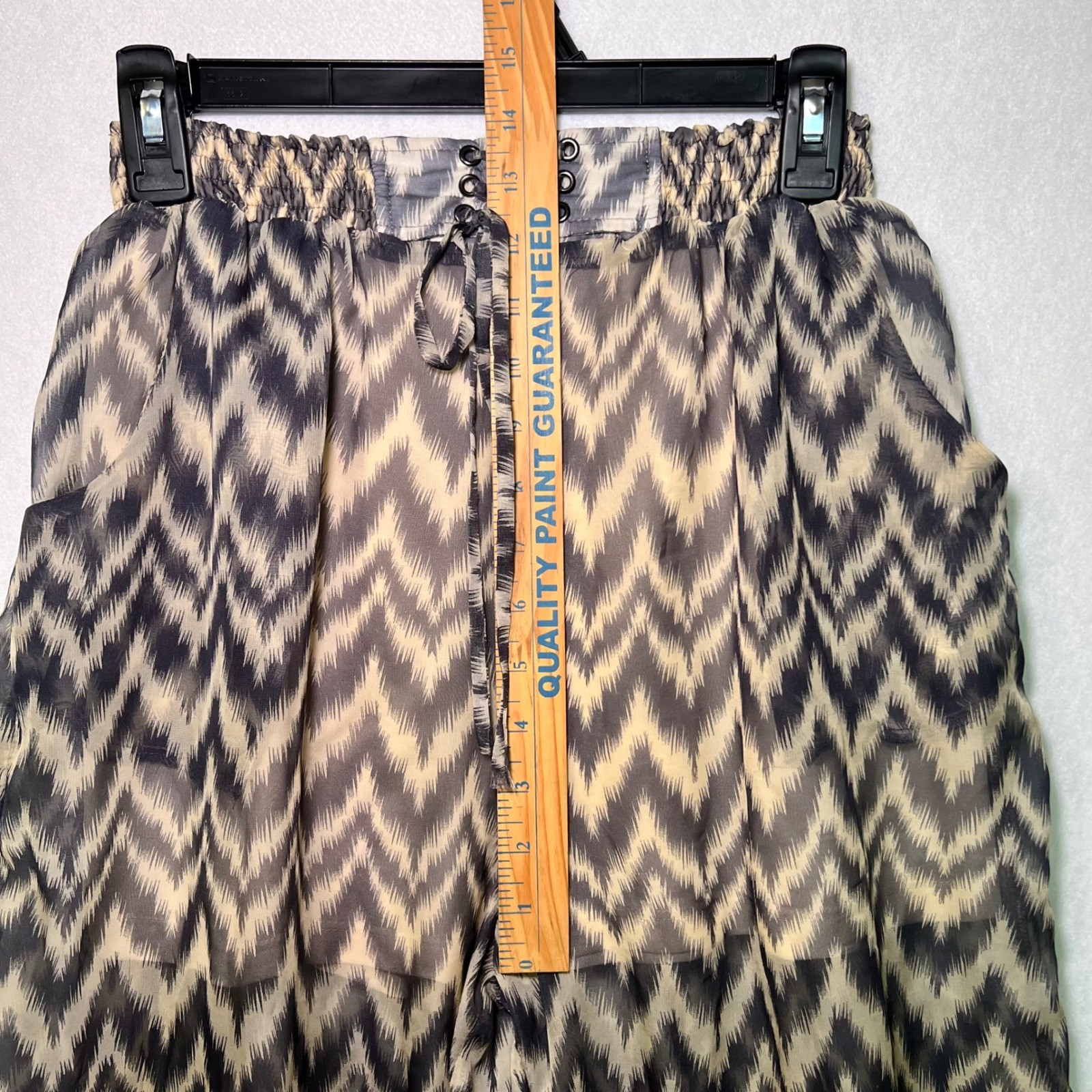 Double Zero Chevron Zig Zag Ombre Boho Chic Wide Leg Pants Smocked Waist L