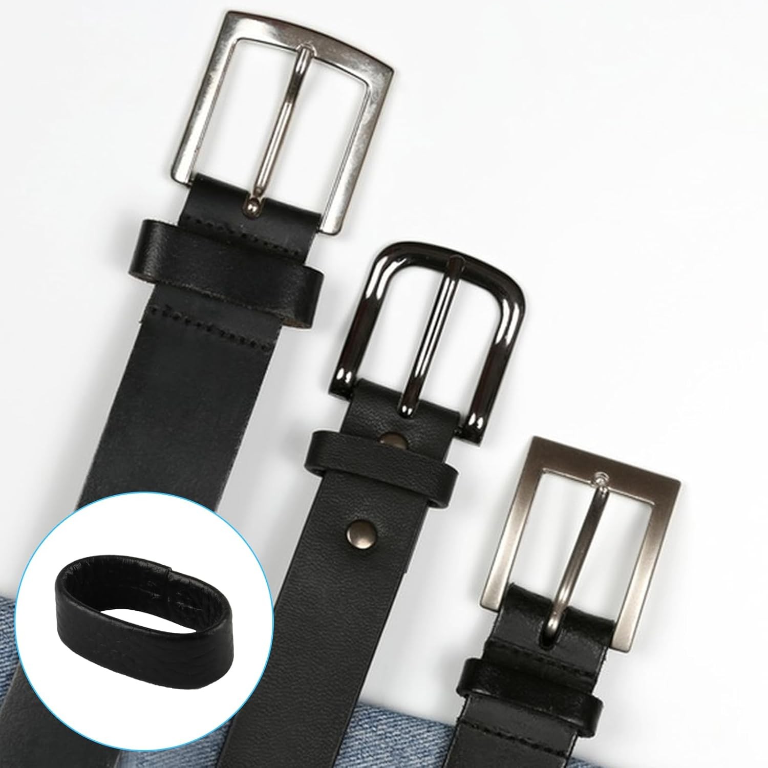 7 Pcs Leather Belt Loop Keepers with Puncher for 1.1″-1.57″ Straps