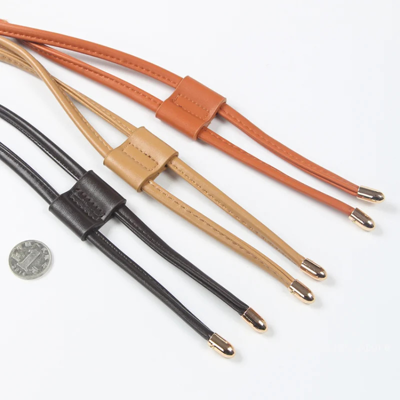 1Pcs PU Leather Drawstring Pull String Detachable Bucket Bag Strap Slide String