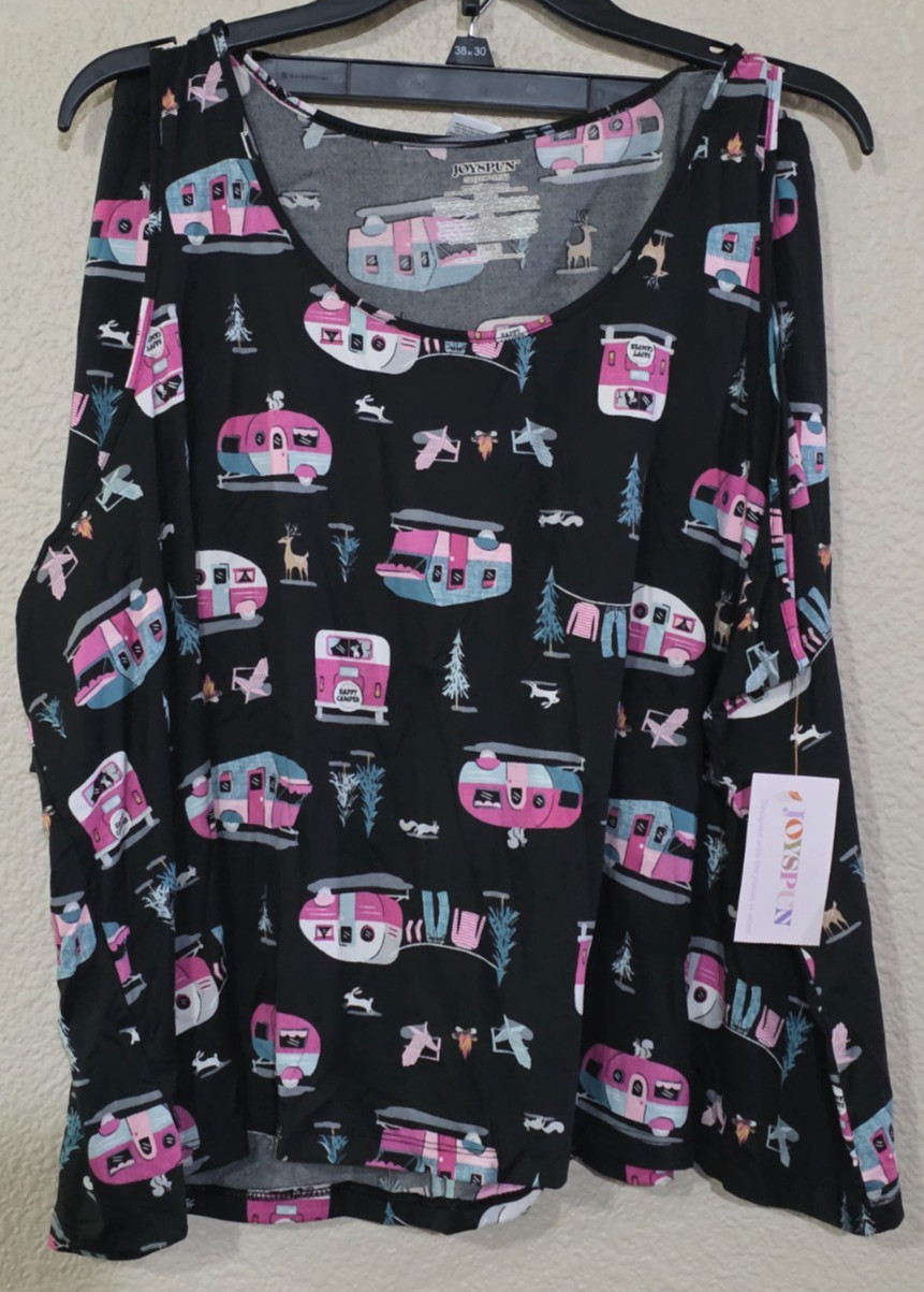 Joyspun Women’s Tank And Short Set Camper Black Soot Size 3X (22W-24W) NEW