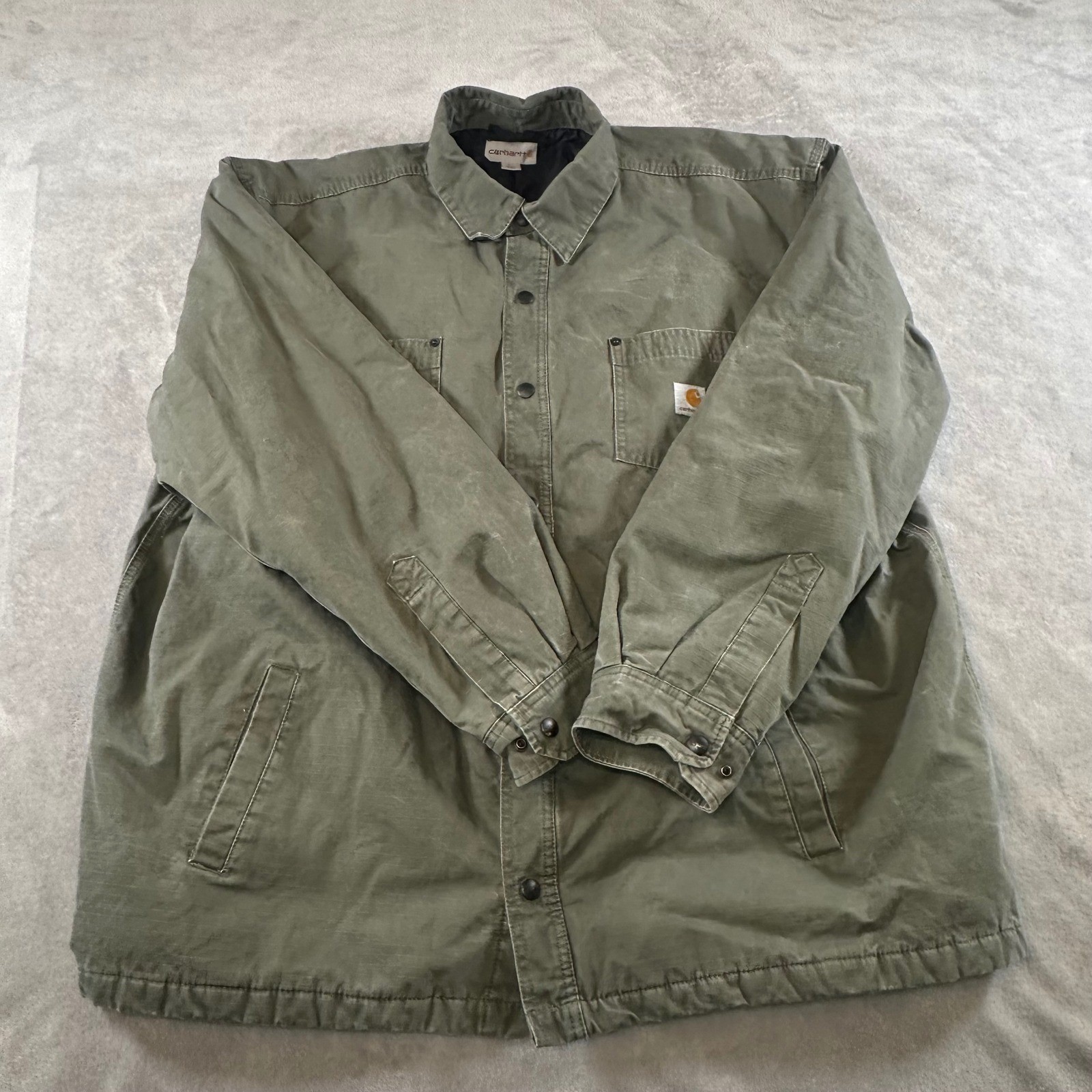 Carhartt Hubbard Quilted Lined Ripstop Shirt Jacket Olive Green Mens 2XL