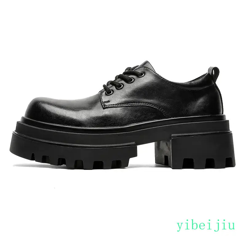 Men Thick Heel Platform Dress Leather Derby Shoes Stage Low Top Casual Work 2026