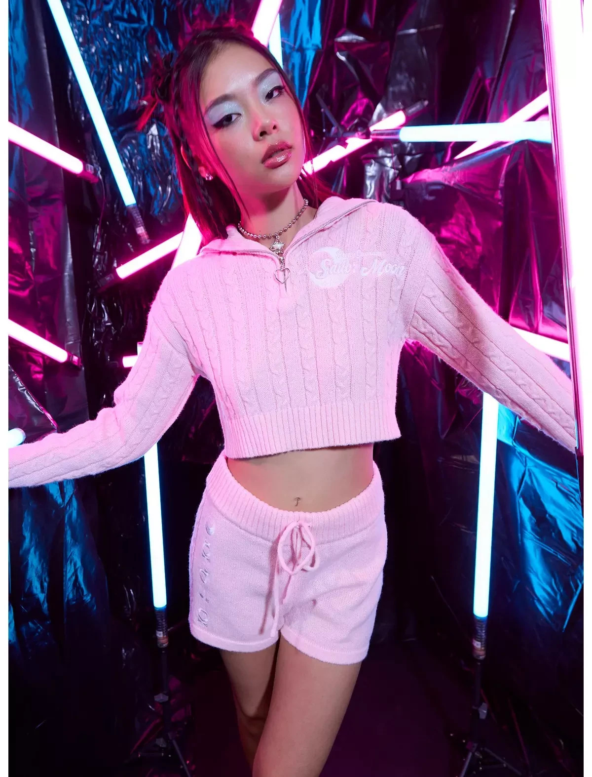 Hot Topic Pretty Guardian Sailor Moon Cable Knit Lounge Set Pink NWT Med