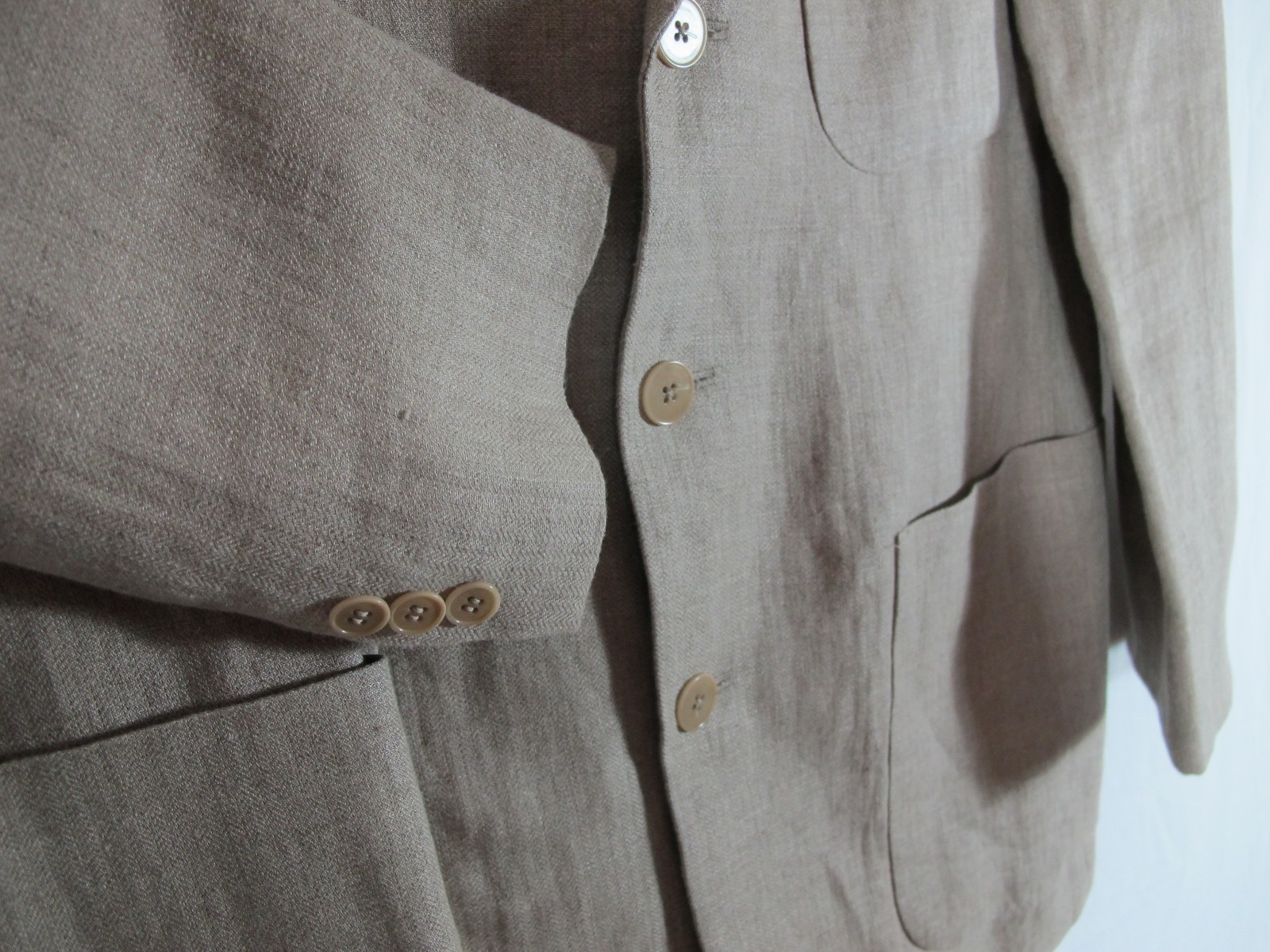 Calvin Klein Linen Khaki Tan Lt Brown Single Breasted Jacket Blazer Sz 44