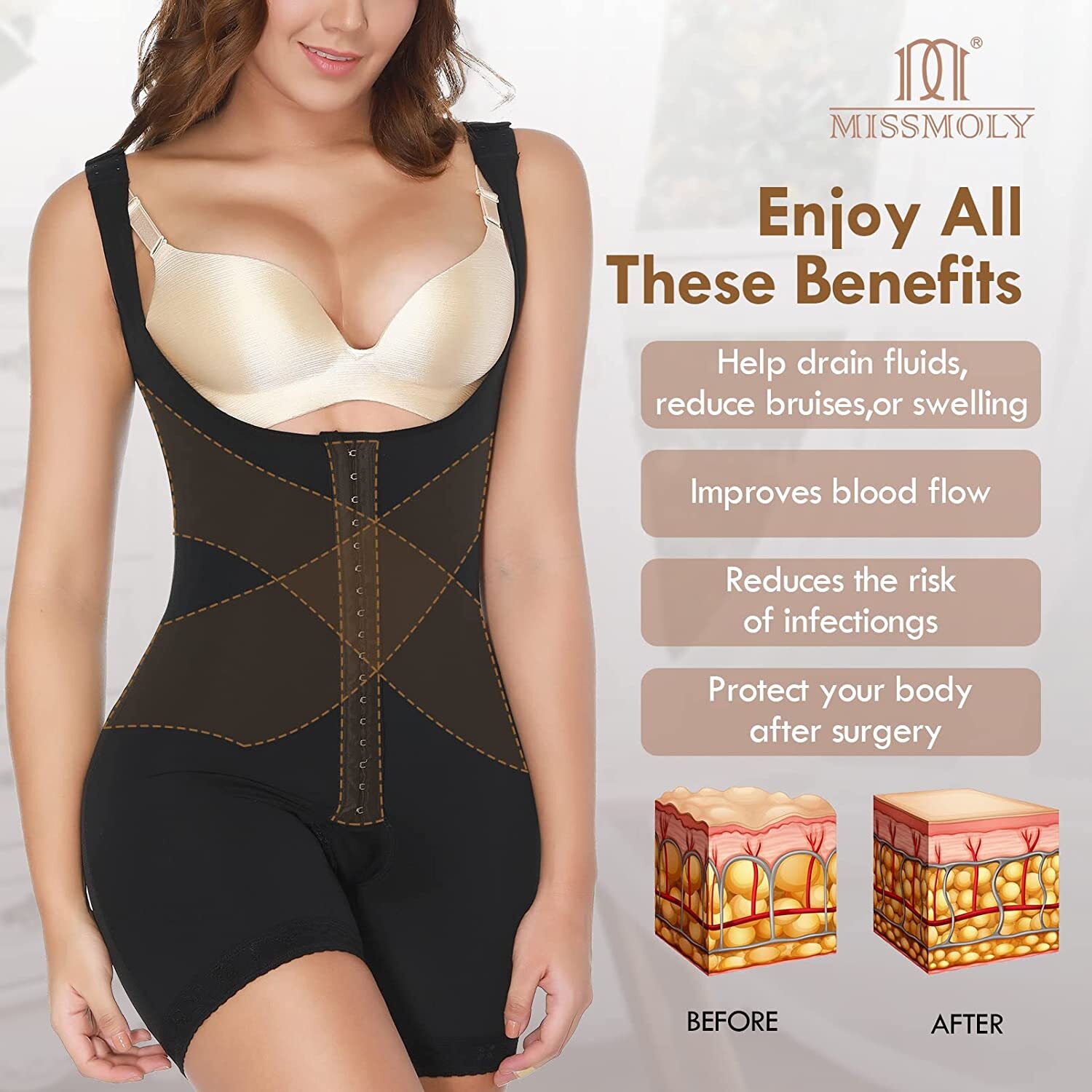 Fajas Colombianas Reductoras Levanta Cola Girdle Post Surgery BBL 3 Body Shaper