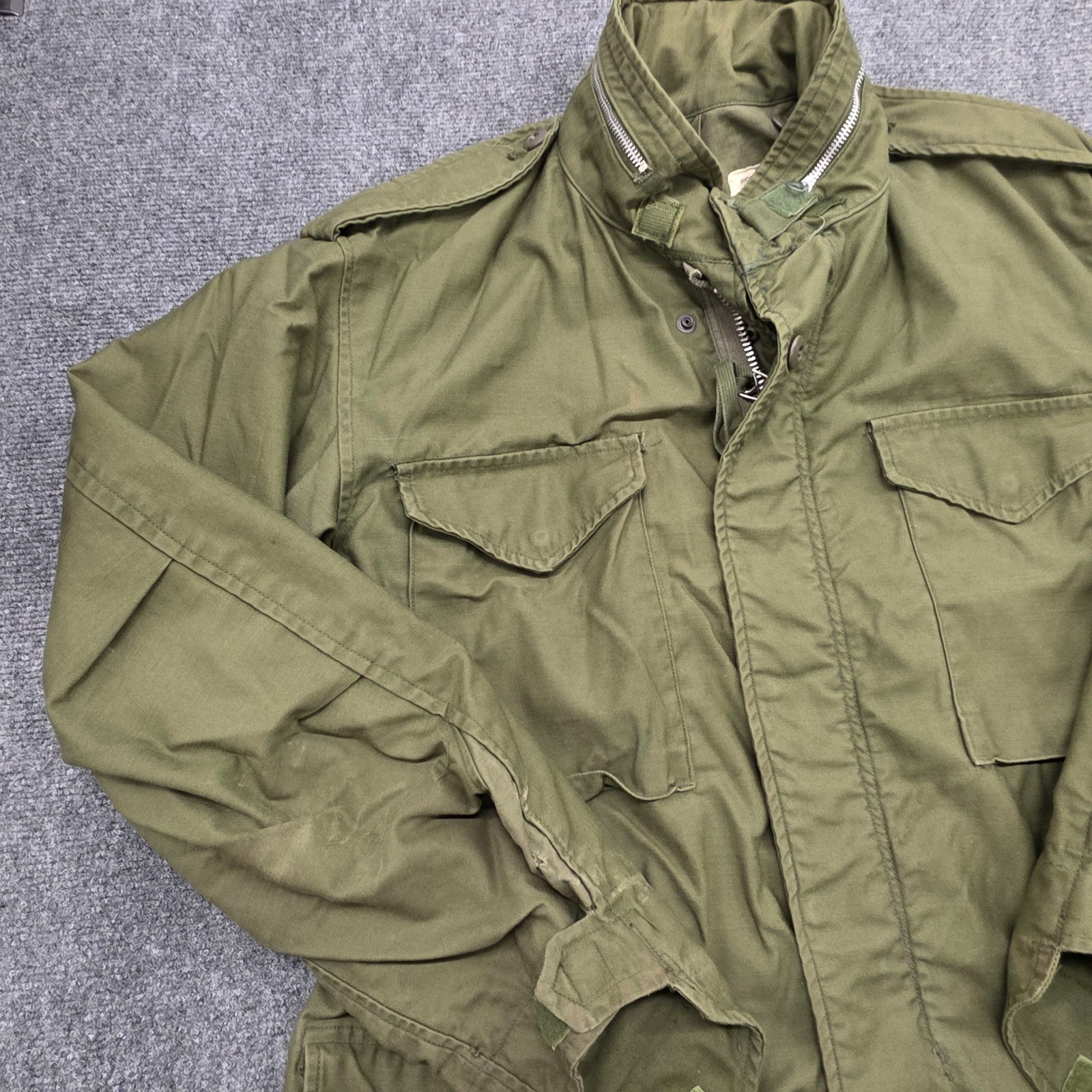 OG-107 Vtg 60s M65 Field Jacket Vietnam Era Army Coat Men Green – SHORT LARGE