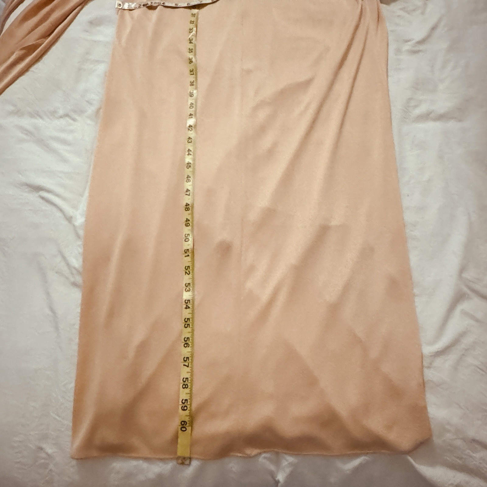 Vintage 70’s NWT Rona NY Peach Gown ILGWU Dress Slinky Tulip Sz 12 Neiman Marcus