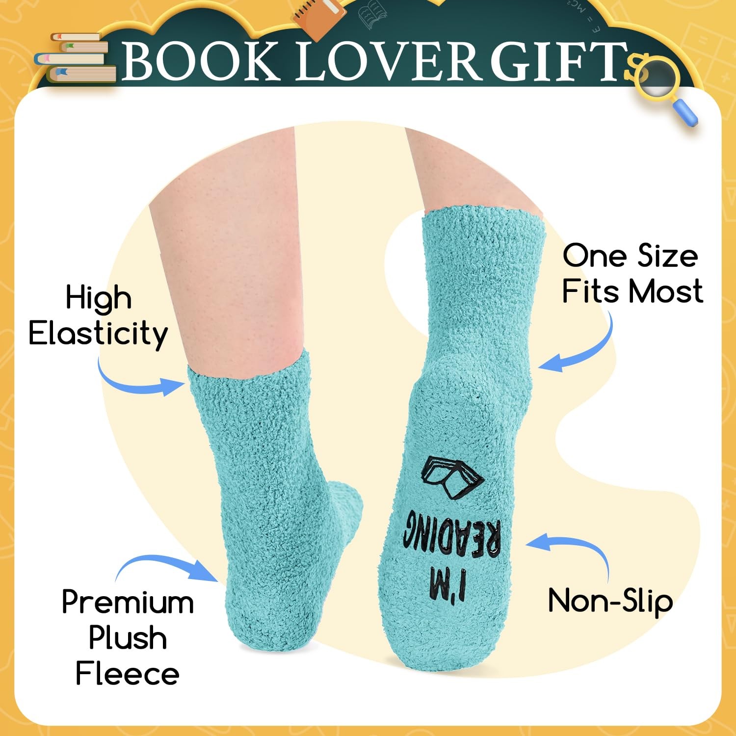 HAPPYPOP Book Lover Gifts for Adults – Funny Medium, Fuzzy Reading Green