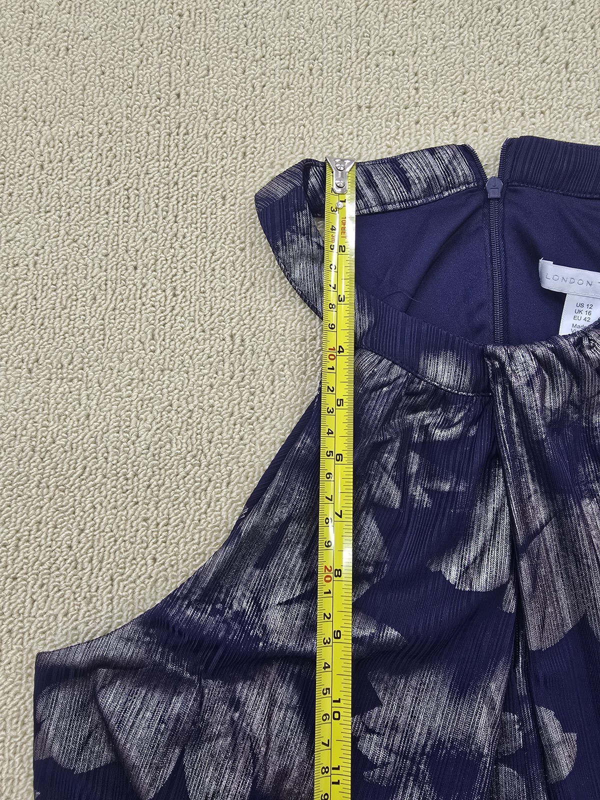 London Times Navy Floral Sleeveless Halter Dress Women’s US12