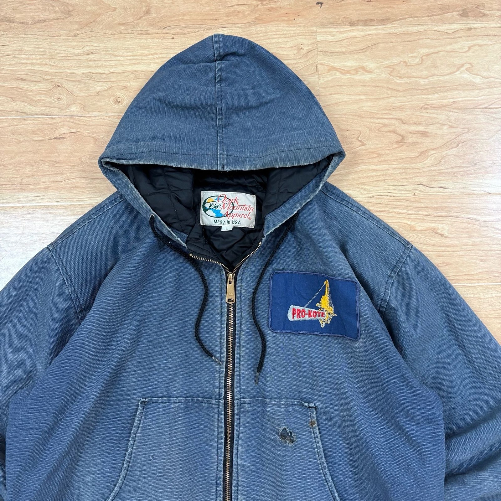 Vintage Ozark Mountain Apparel Quilted Lined Canvas Hooded Work Jacket