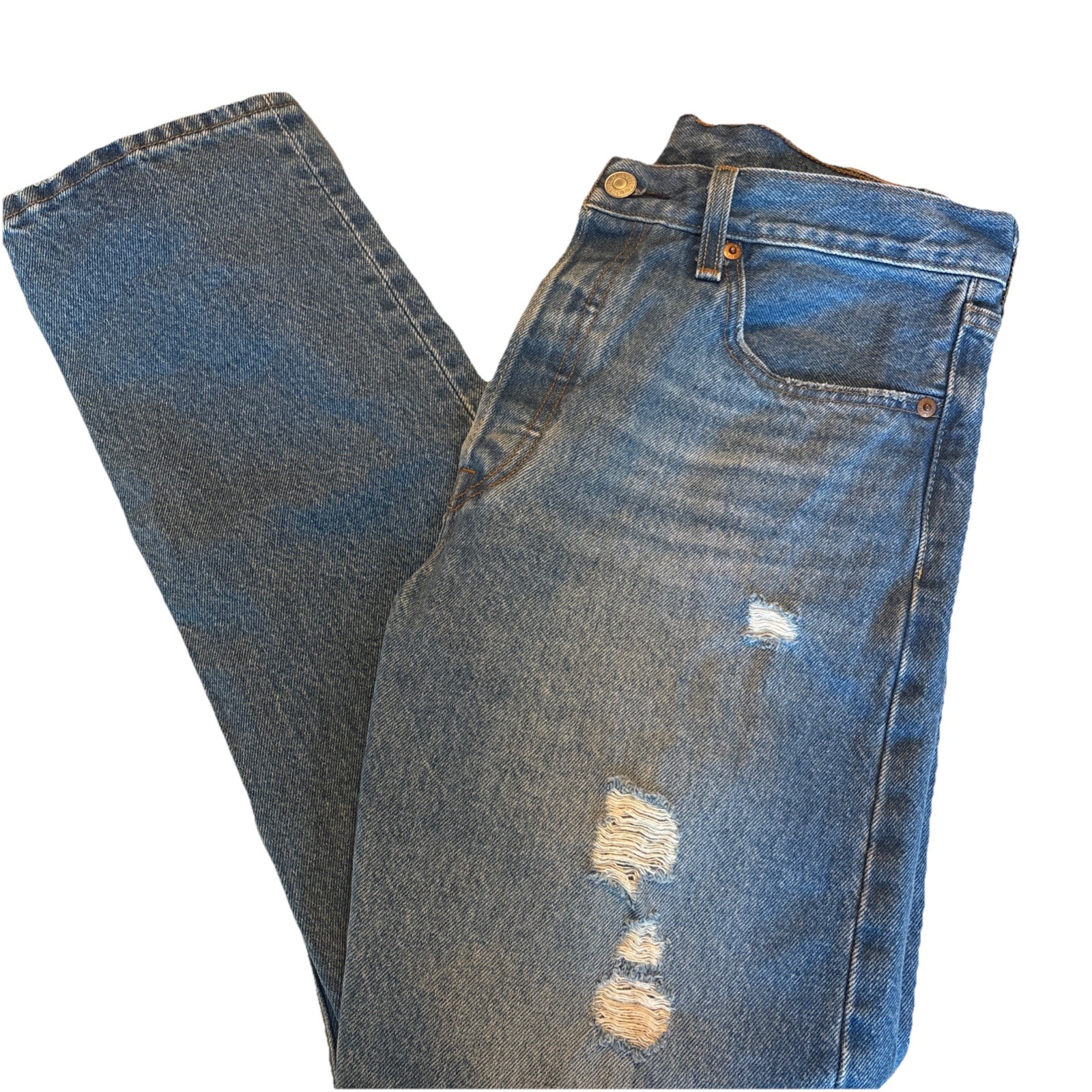 Levi’s Premium 501 Jeans Women’s 28×30 Blue Denim Button Fly Straight Leg EUC