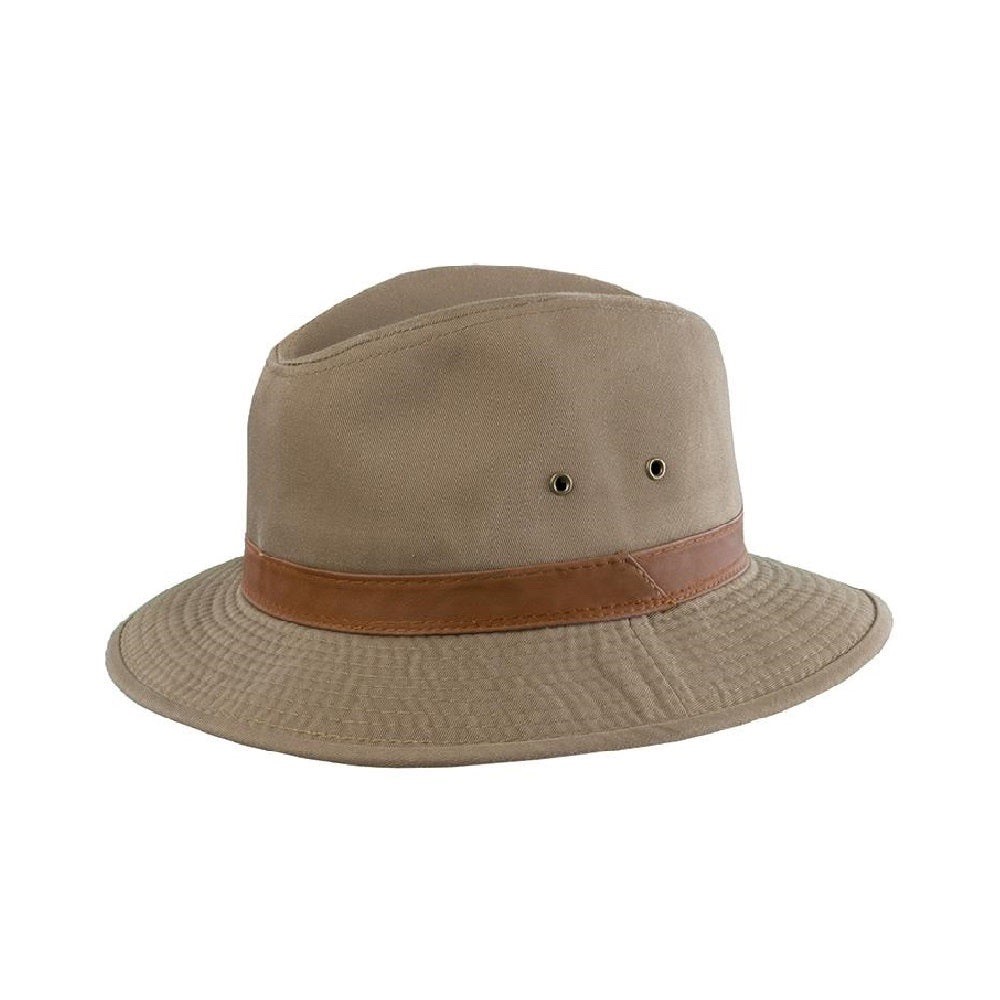 NEW Dorfman Hat Co. Hiker Fedora Safari Hat Adults Unisex, Khaki S-XL