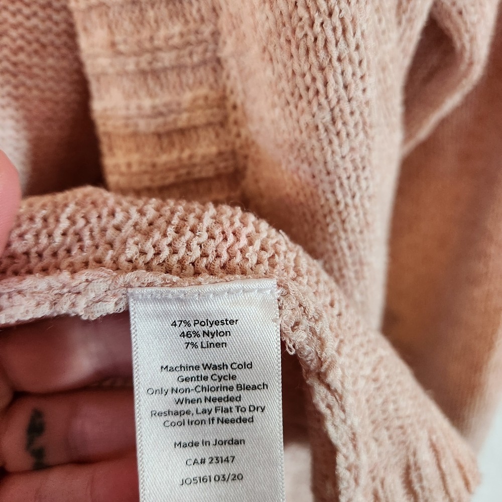Talbots Linen Blend Pink Open-Front Cardigan Knit Sweater Size XL Spring Weight
