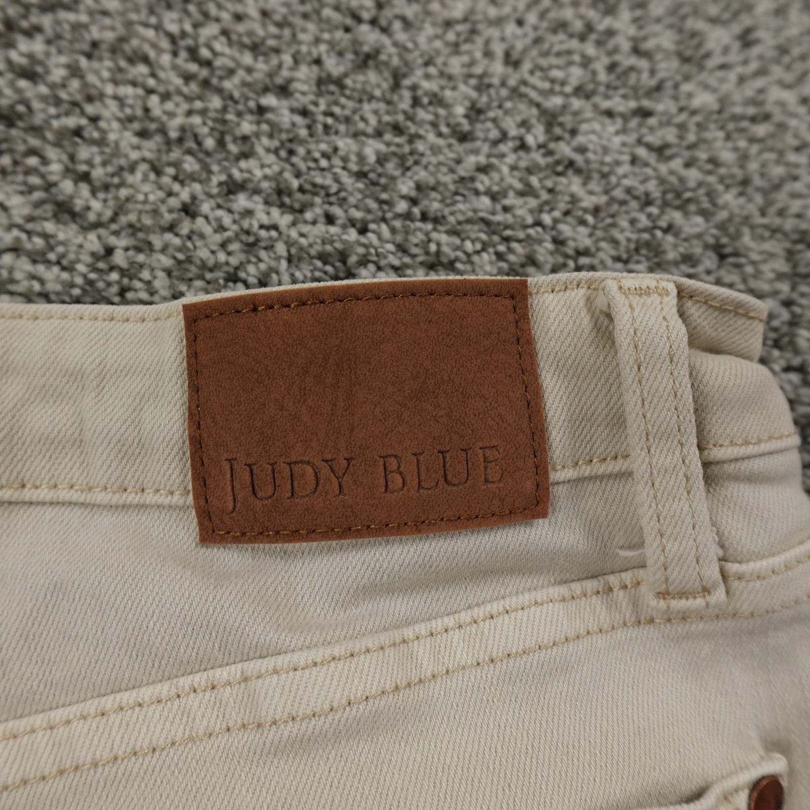 Judy Blue Jeans Womens 13 Beige Denim Trouser Pants High Rise Flare Bell Stretch