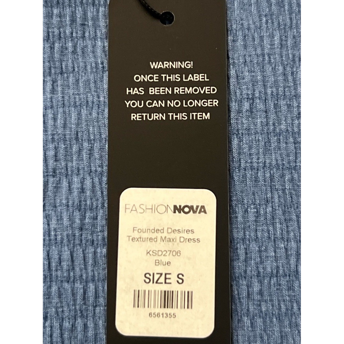 Fashion Nova Dusty Blue Backless Ribbed Tank Top, Size S