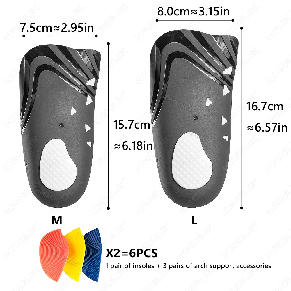Layered Arch Correction Insoles TPU Material 3 Height Settings Removable Arch Su