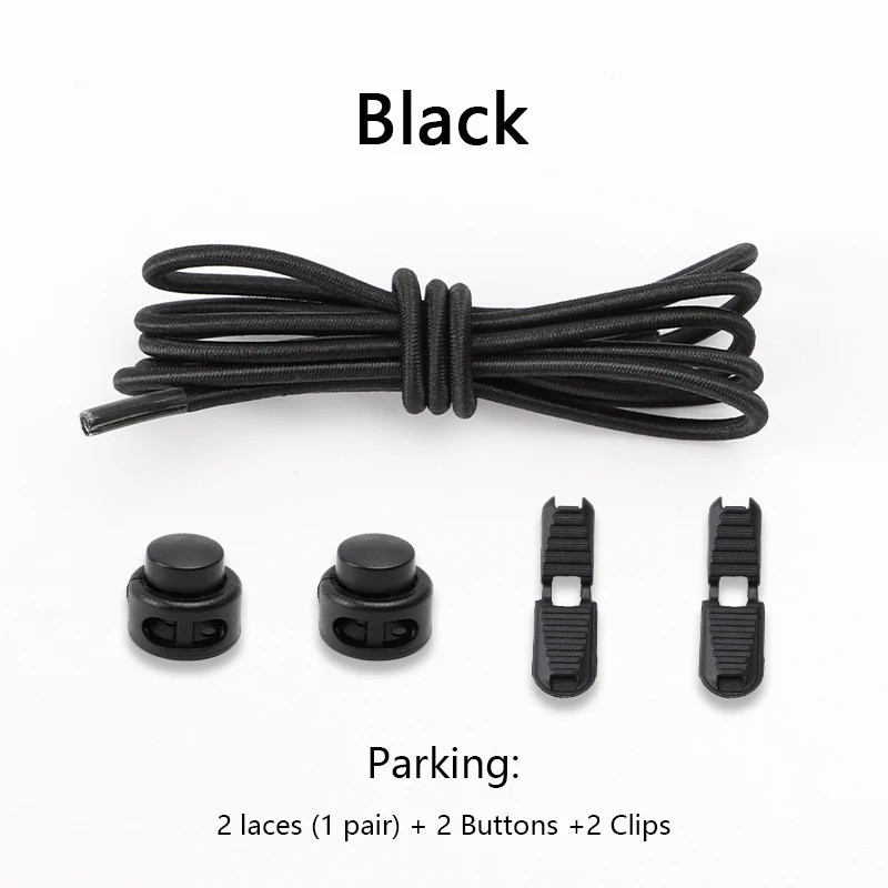 No Tie Elastic Shoelaces Lock Laces Shoe Strings Sports w/ Locking Toggle