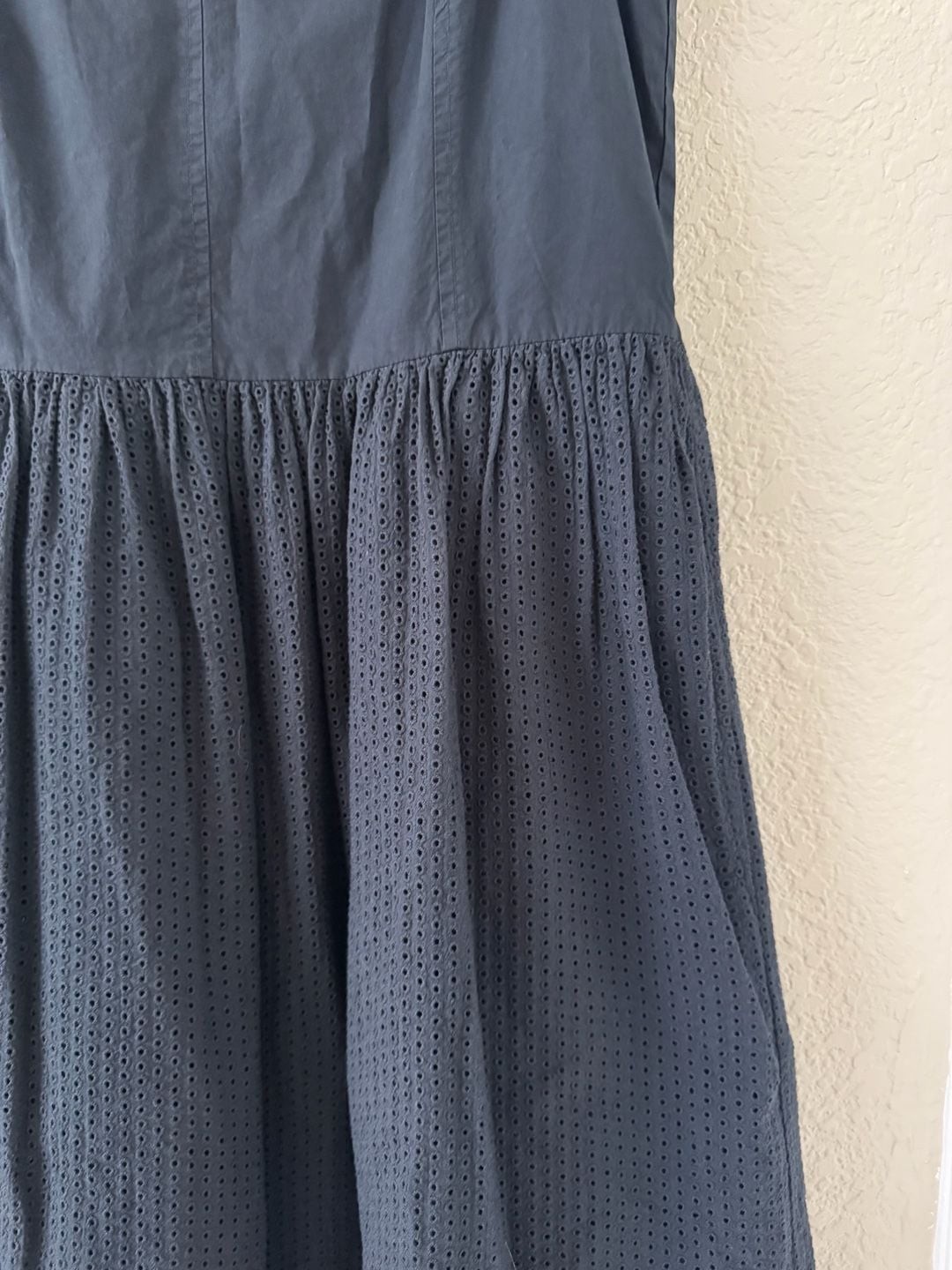 Lilla P Navy Eyelet High-Neck Sleeveless Mini Dress