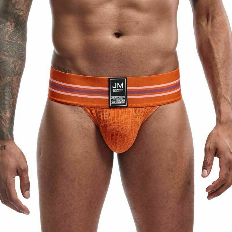 JOCKMAIL Mens Wide Belt Jockstrap Sexy Sports Cotton Briefs Thongs Underwear