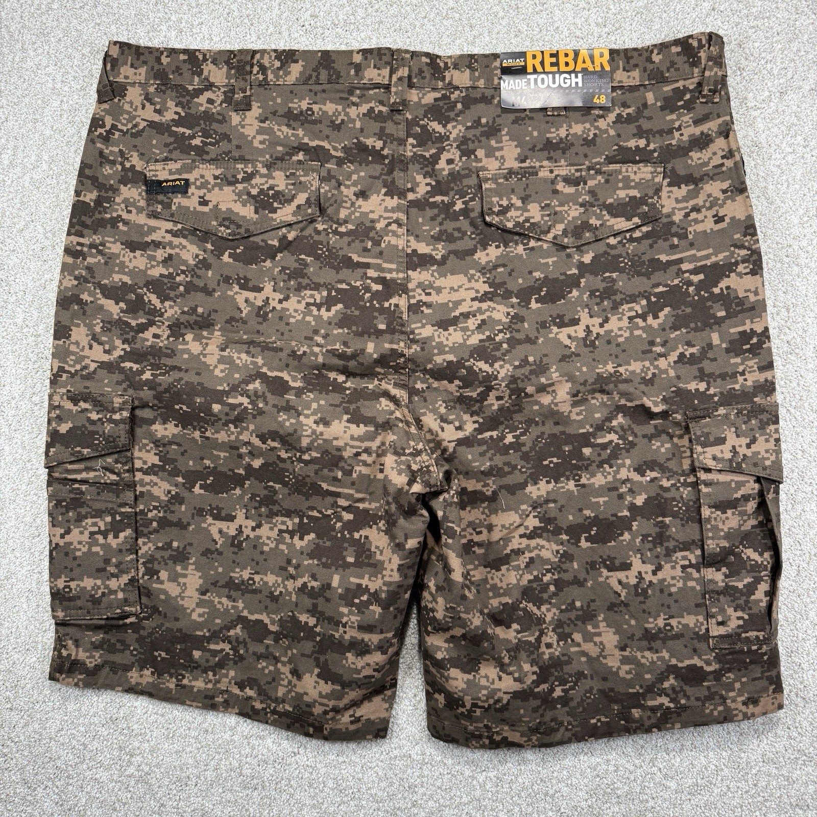 NEW Ariat Men’s Work Rebar Made Tough Cargo Shorts M4 Green Digi Camo 48