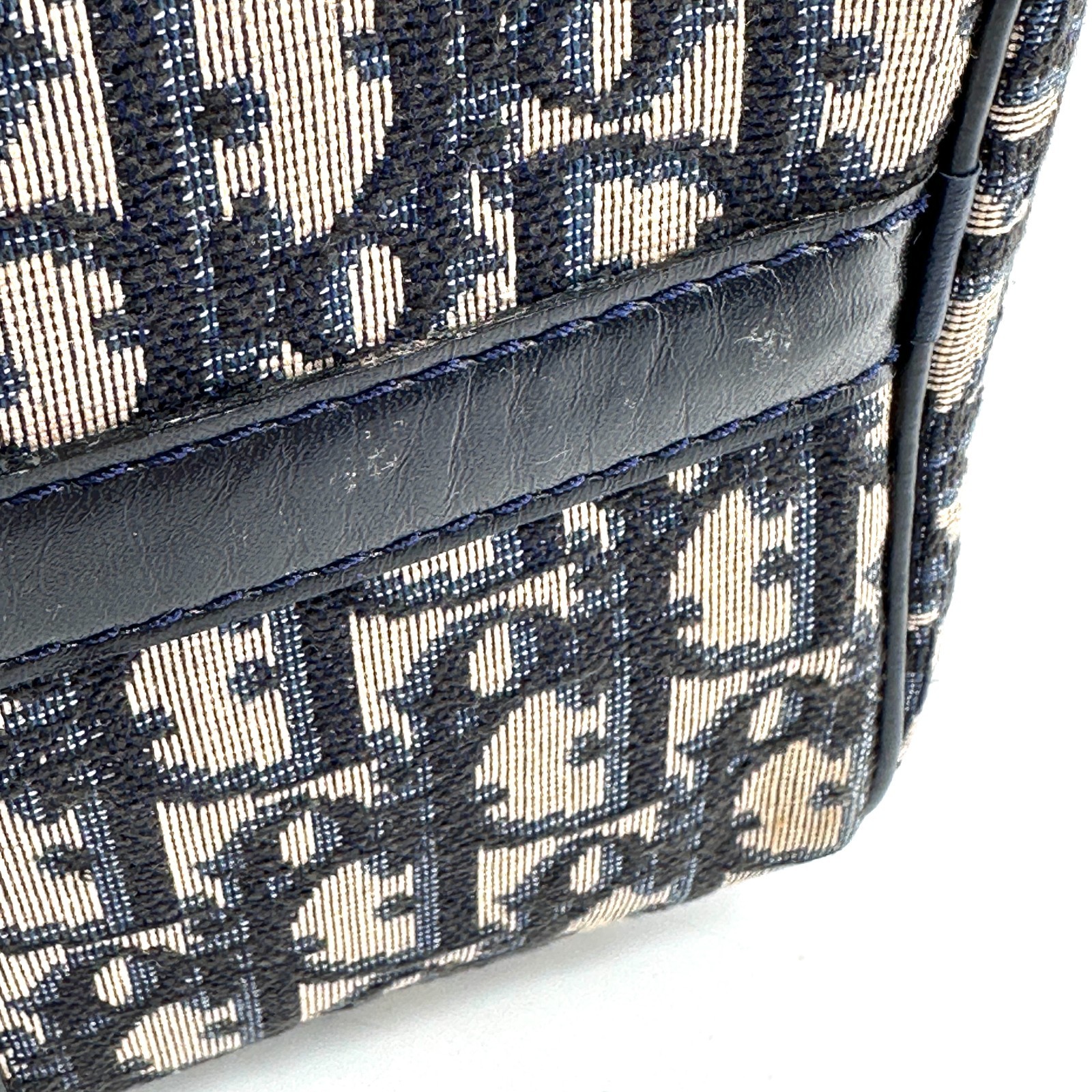 Christian Dior Trotter Handbag Boston Bag Navy Black