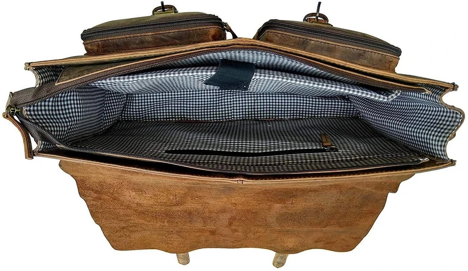 18 Inch Retro Buffalo Hunter Leather Laptop Messenger Bag College Bag