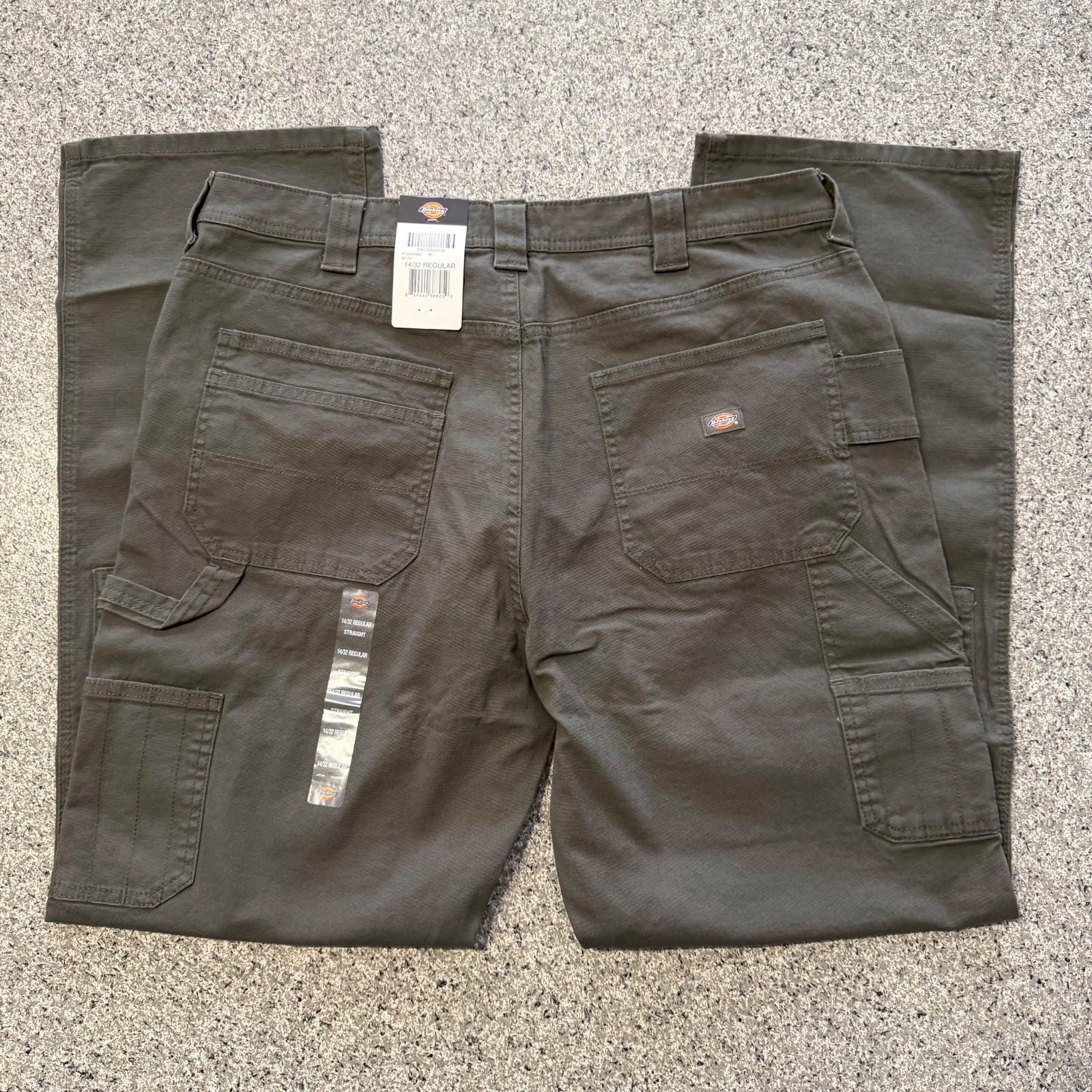 Dickies Carpenter Pants Womens 14 32×32 Double Knee Straight Moss Green Stretch