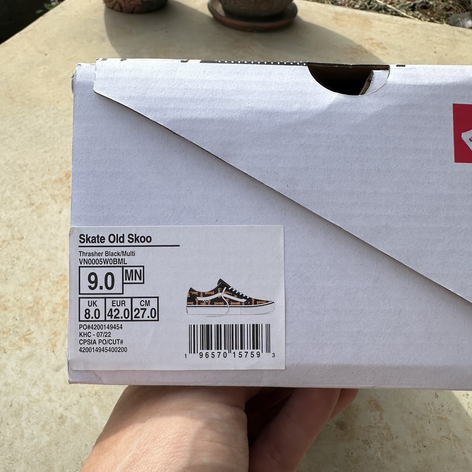 VANS Skate Old Skoo, Trasher Black/Multi – VN0005W0BML SIZE 9 W/BOX NOS