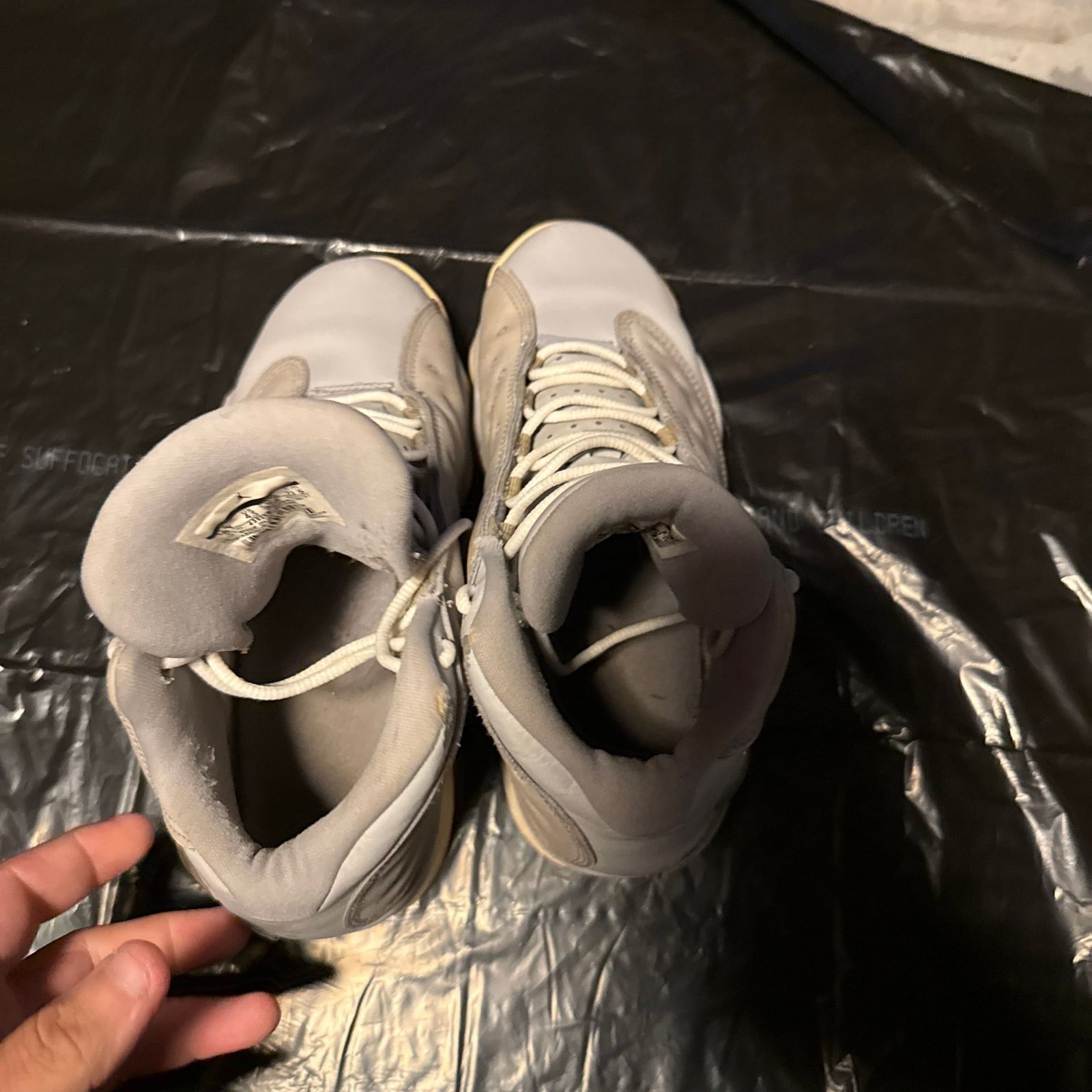 Nike Air Jordan 13 Retro High Top Sneakers, Grey/Tan Leather, Size 5