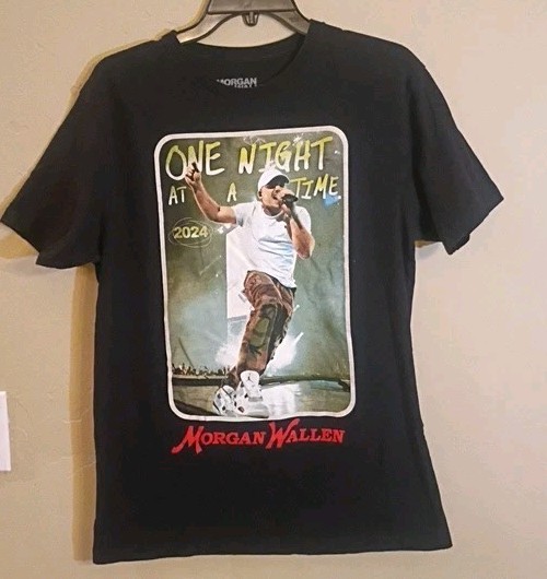 Morgan Wallen Shirt Large Black 2024 Tour One Night At A Time Country Concert