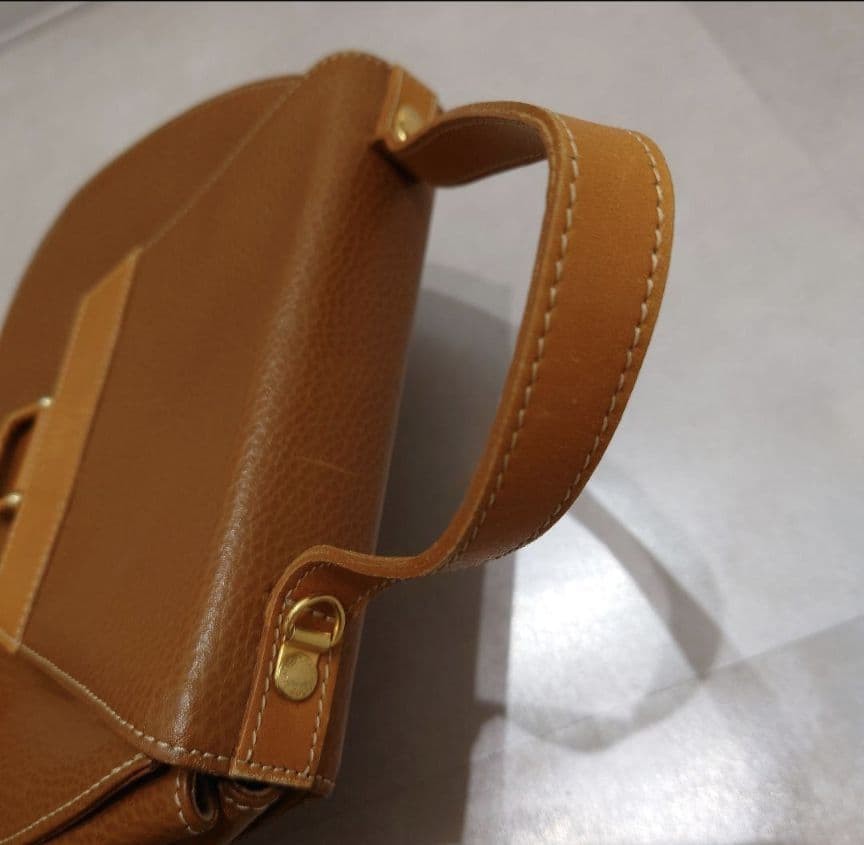 Courreges handbag brown flap 9.8 inches