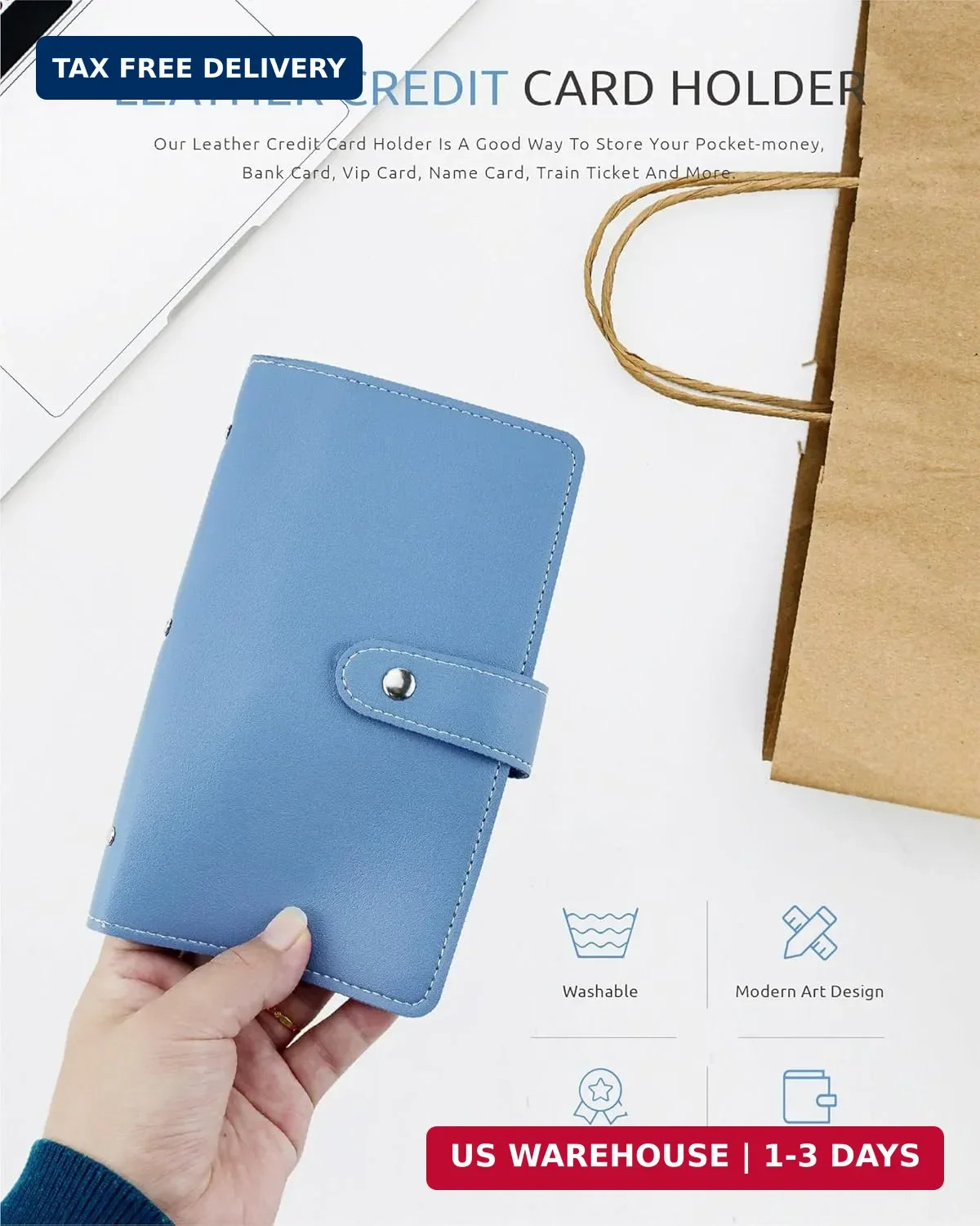 Credit Card Holder, Leather Business Card Organizer with 96 Card Slots, Professi