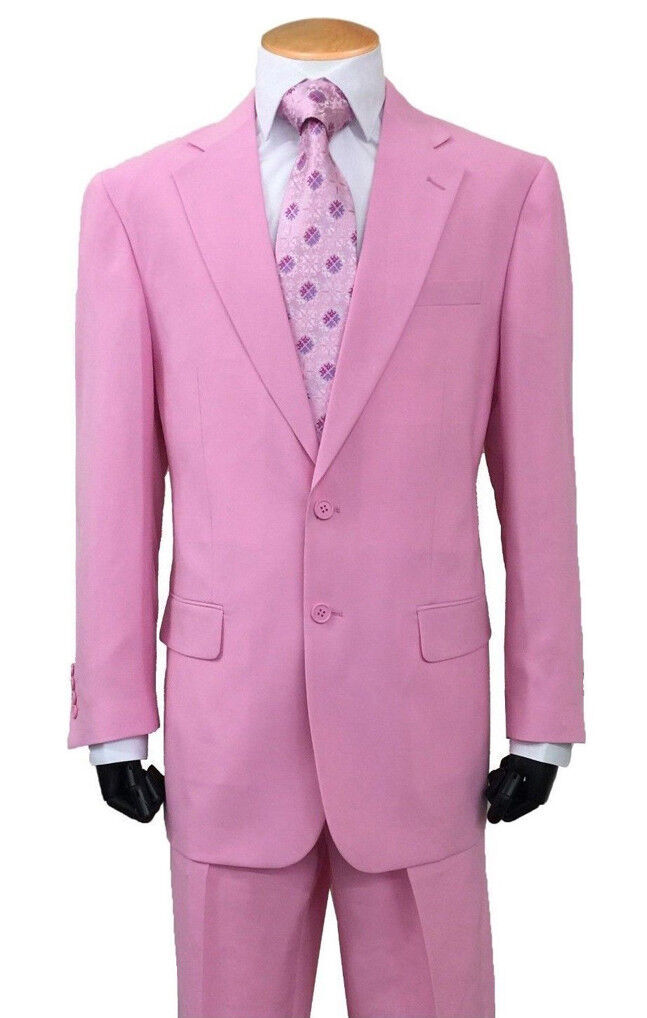 Men’s 2-Button Single Breast Suit Pink Modern Fit