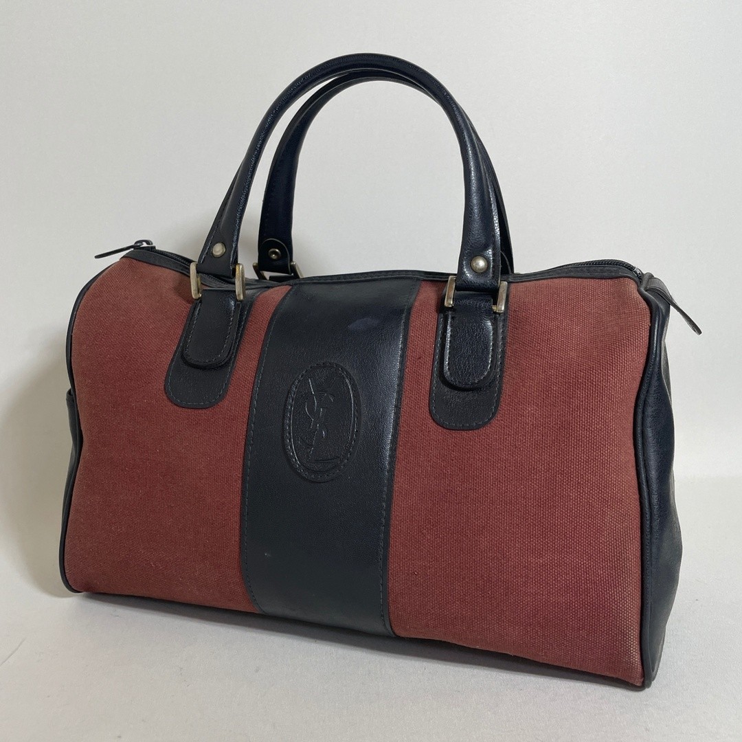 Yves Saint Laurent Boston Bag Leather Black Size: W:13 × H:7.9 in.