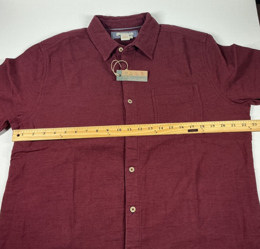 Carbon 2 Cobalt Shirt Mens Medium M Burgundy Red Waffle Knit Button Up NWT