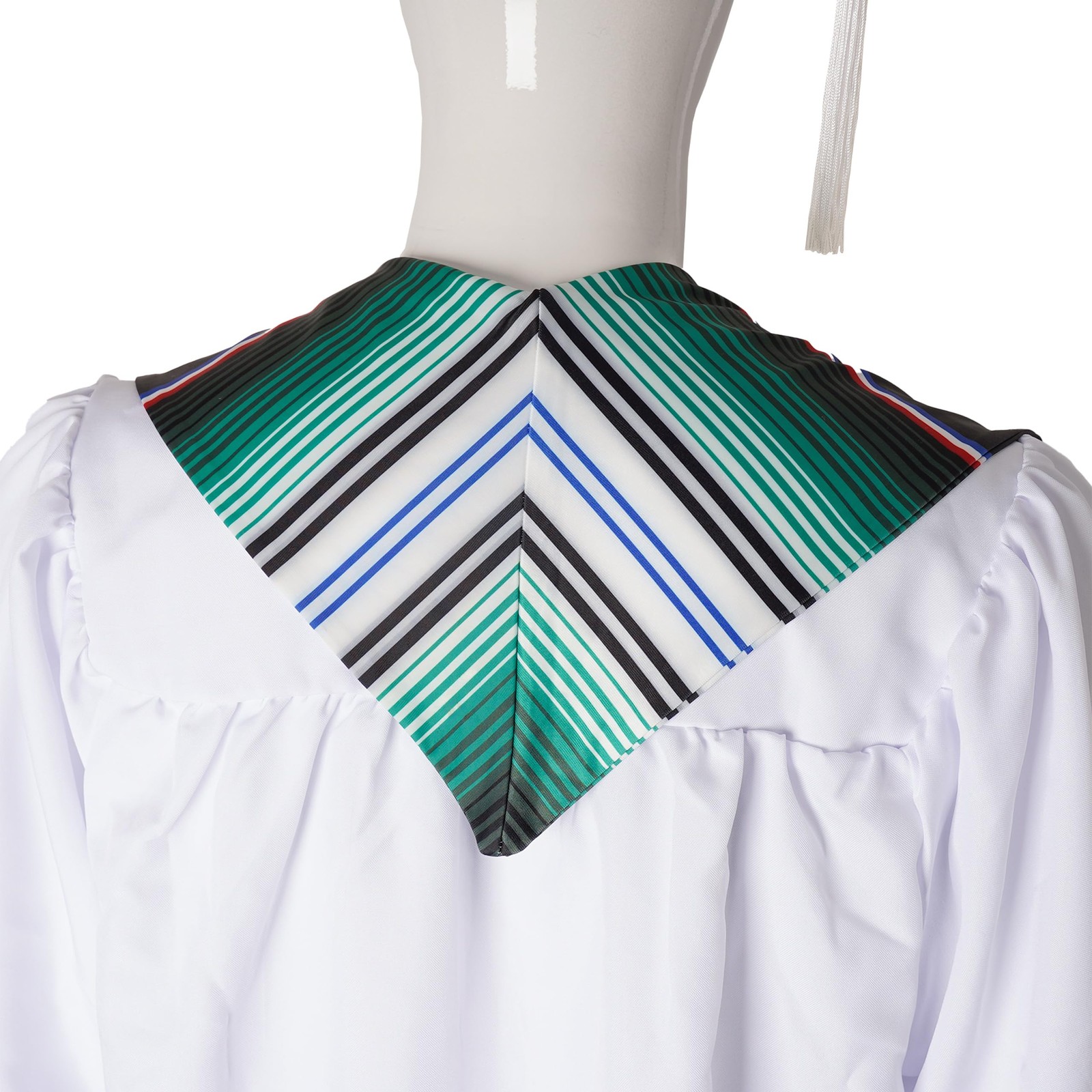 Mexican Graduation Sash With Flag and Flowers Mexico Serape Stole Medium Blue