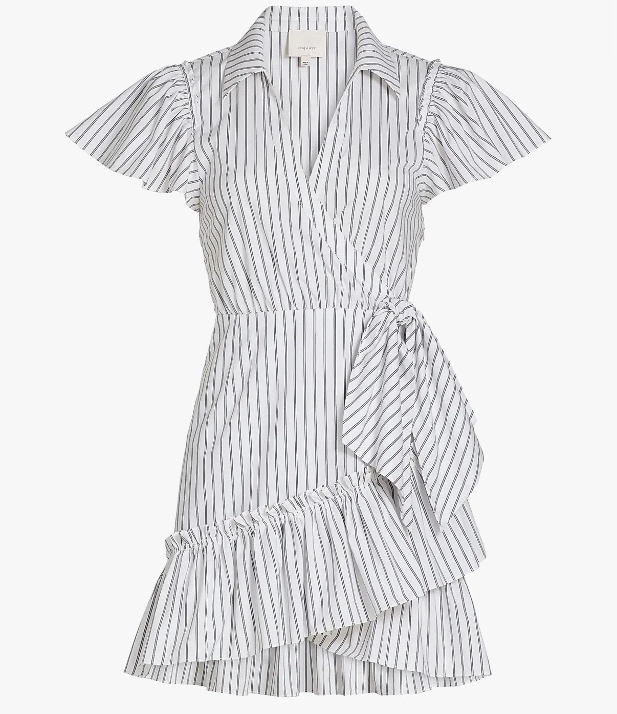 5à7 Cinq à Sept Lila Stripe Asymmetric Mini Dress 2 White Striped Wrap French