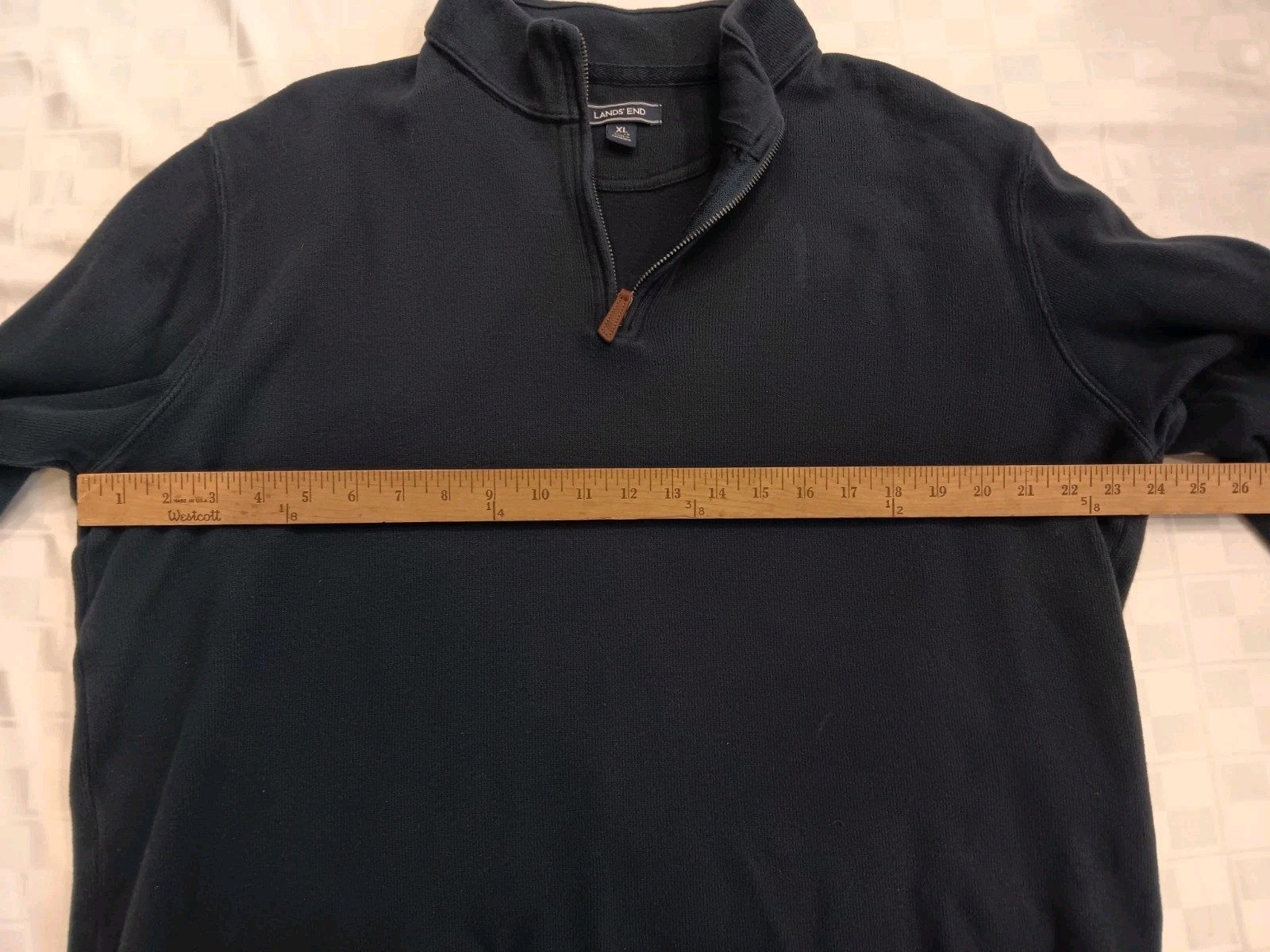 Men’s Lands’ End Navy Blue XL 1/4 Zip Pullover Sweater 100% Baumwolle/Cotton
