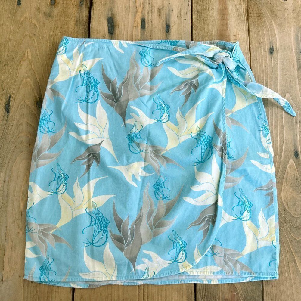 Columbia Sportswear Beach Wrap Skirt Blue Yellow Fish M