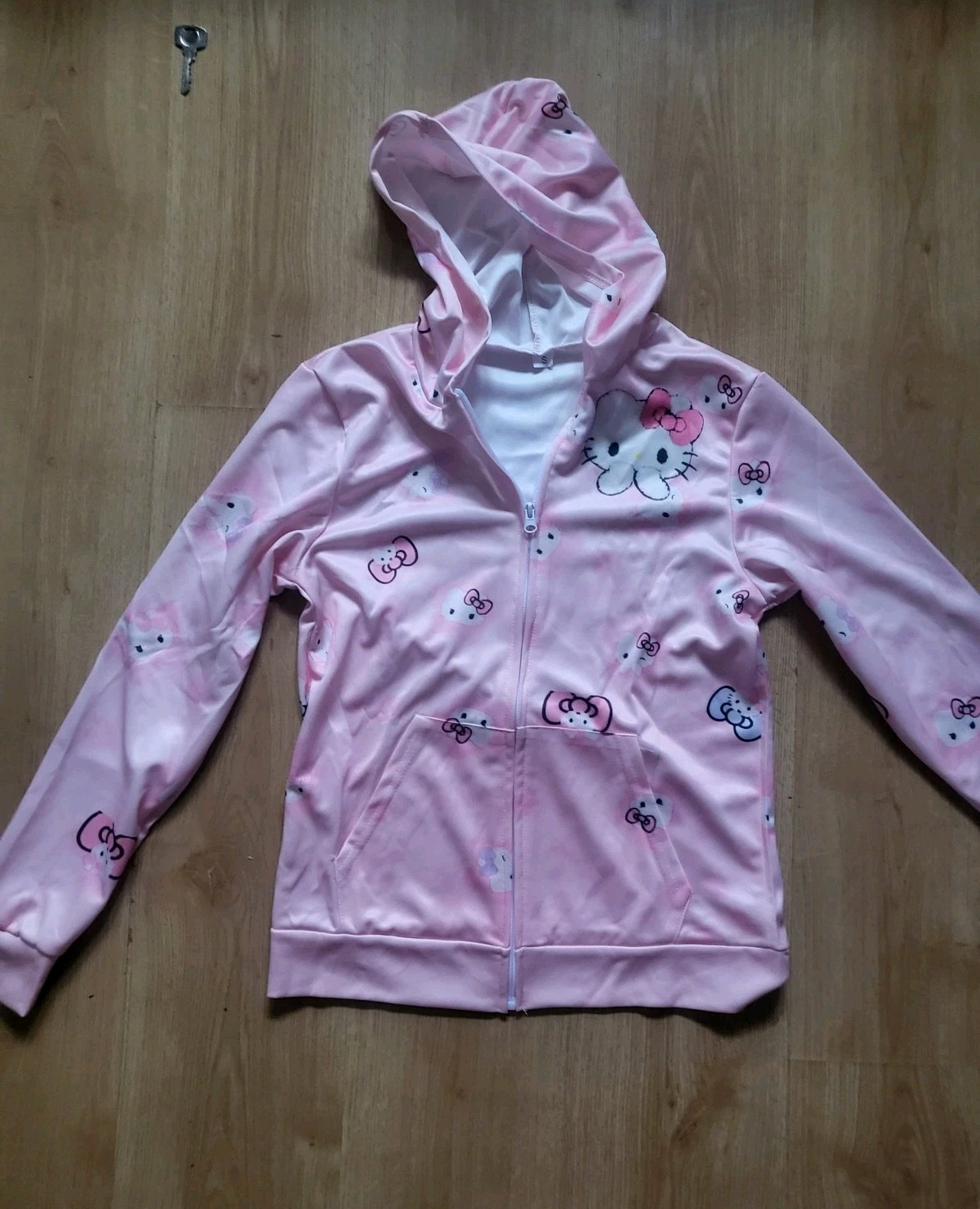 Pink Hello Kitty Zip Up Hoodie Size S Womens Sanrio Gyaru Kawaii Harajuku Y2k