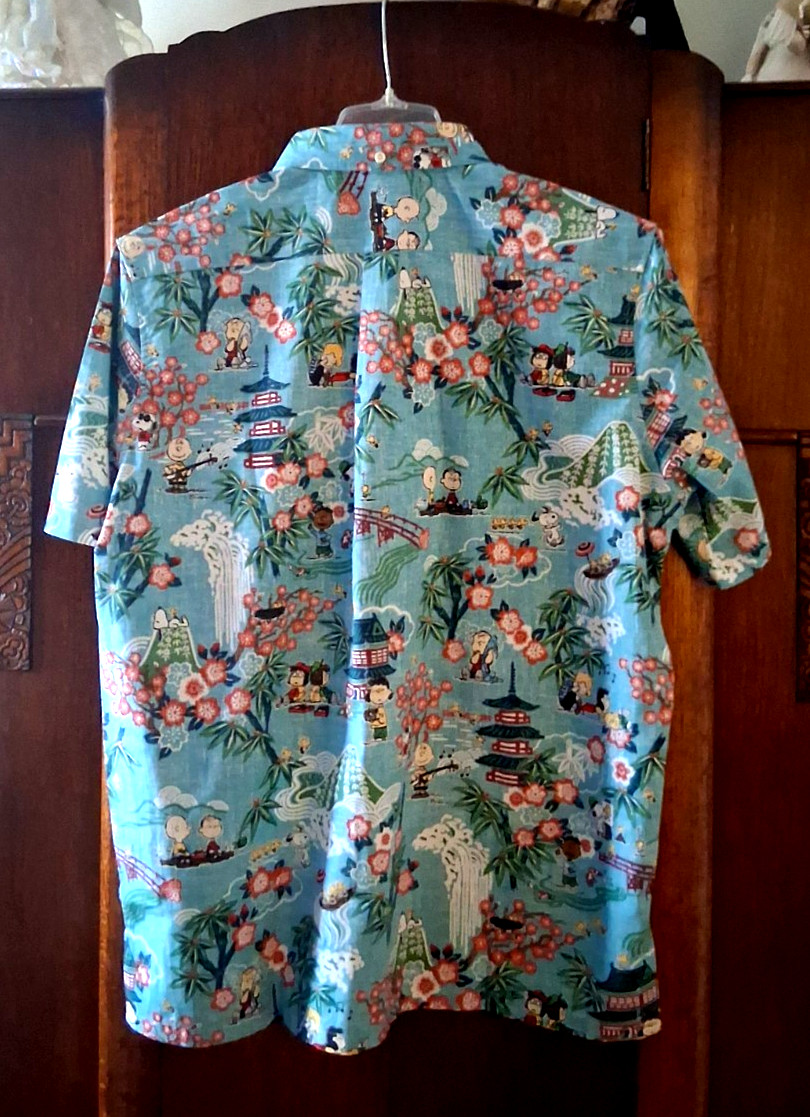 Reyn Spooner Men’s ” PEANUTS IN JAPAN” NWT PULLOVER Classic Fit Aqua Shirts