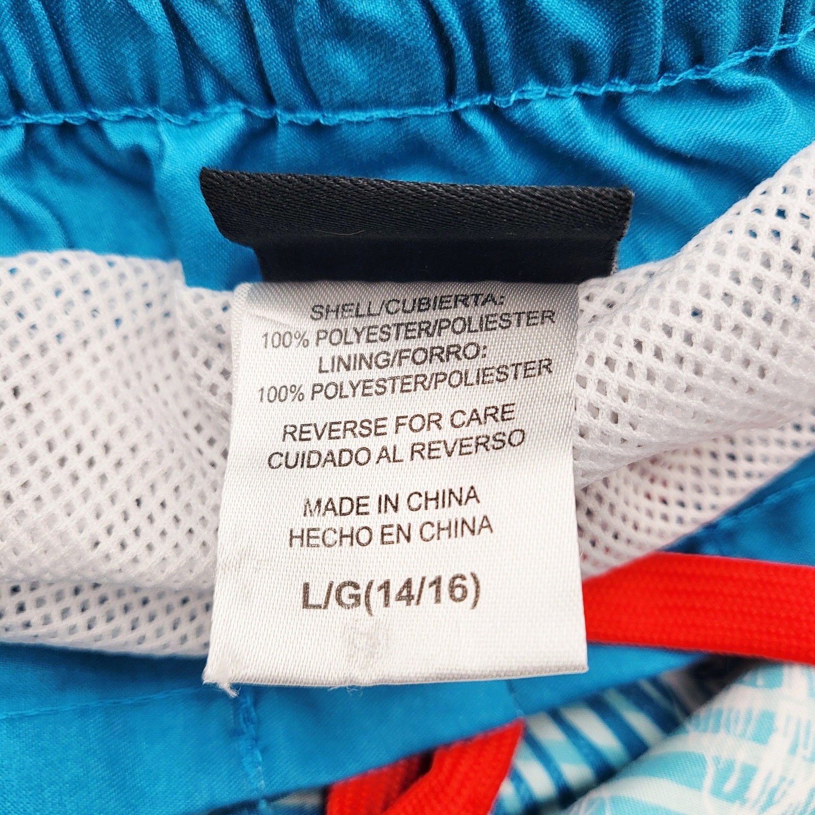 Laguna Blue Red & Orange Tropical Hibiscus Flower Board Shorts Youth Size L Surf