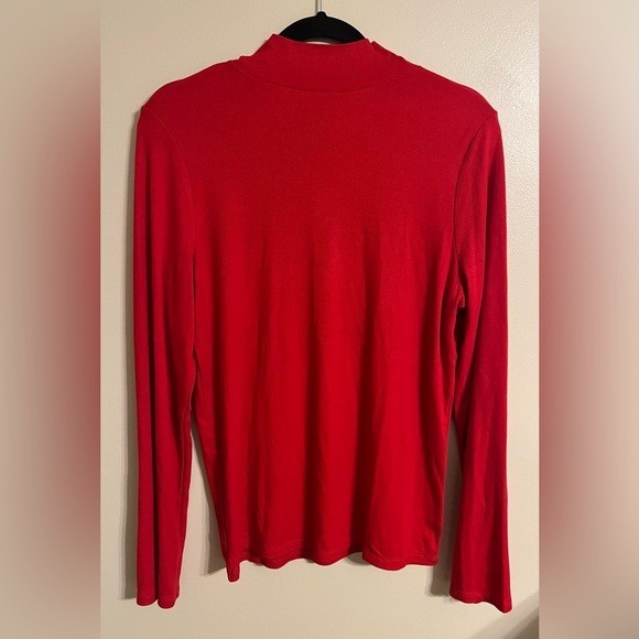 NWT Lou & Grey Mock Neck Long Sleeved Women’s Shirt Size XL Red Holiday
