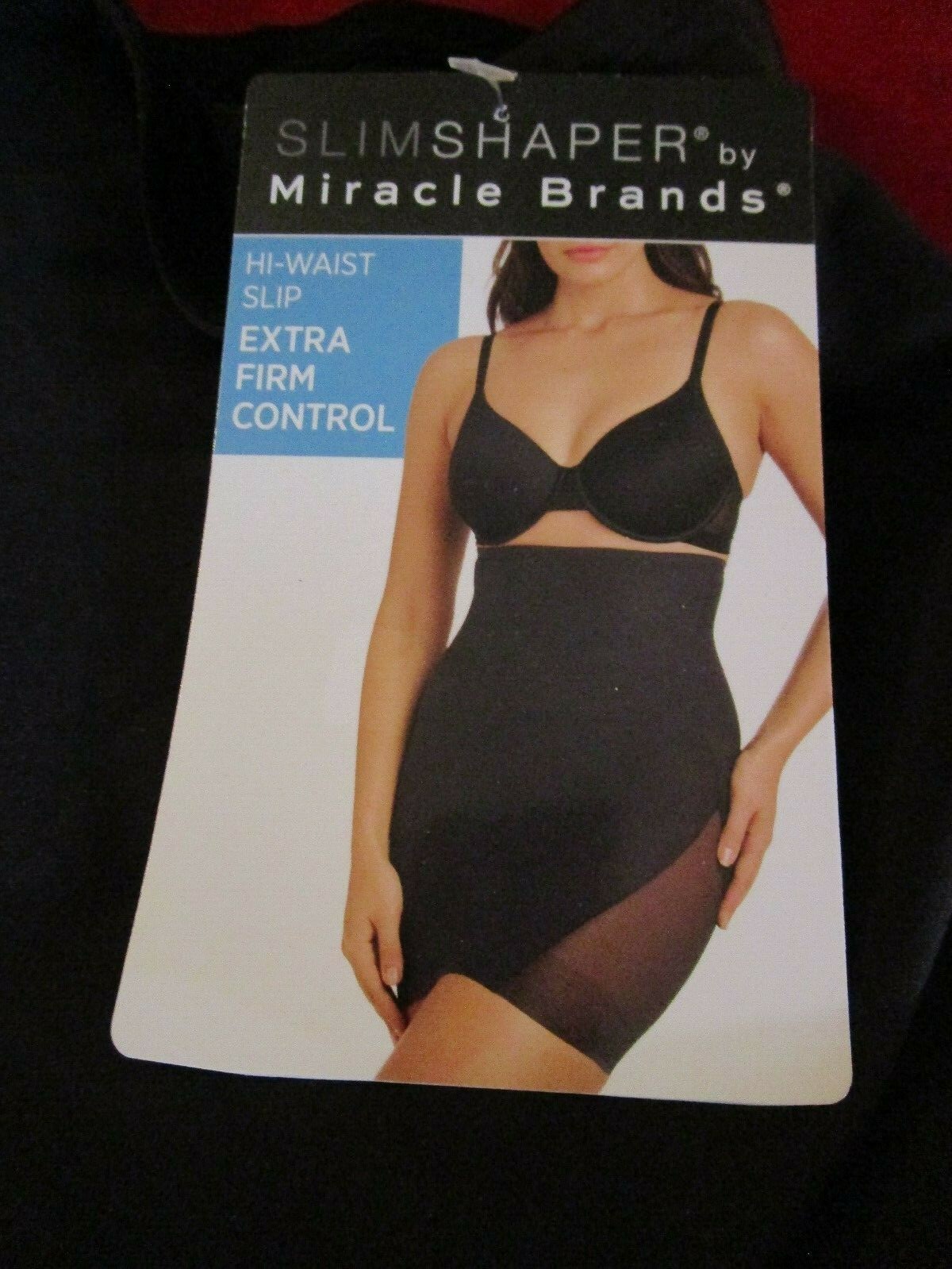 Slim Shaper by Miracle Brands Womens High Waist Slip Extra Firm Black Small